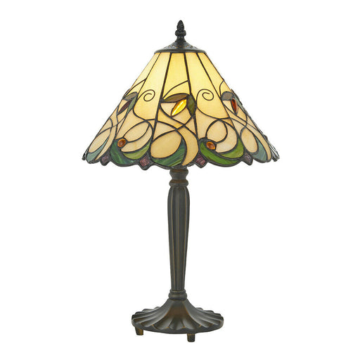 Small Tiffany Glass LED Table Lamp - Floral Design - Dark Bronze Finish Loops