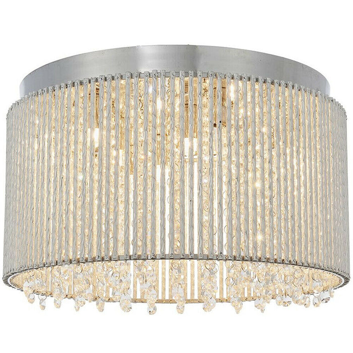 Low Ceiling Flush Light Chrome & Crystal Shade Modern Bar Cage Boutique Feature Loops