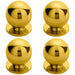 4x Solid Ball Cupboard Door Knob 25mm Diameter Polished Brass Cabinet Handle Loops