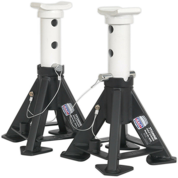 PAIR 7 Tonne Heavy Duty Axle Stands - 354mm Max Height - Pin & Chain Support Loops