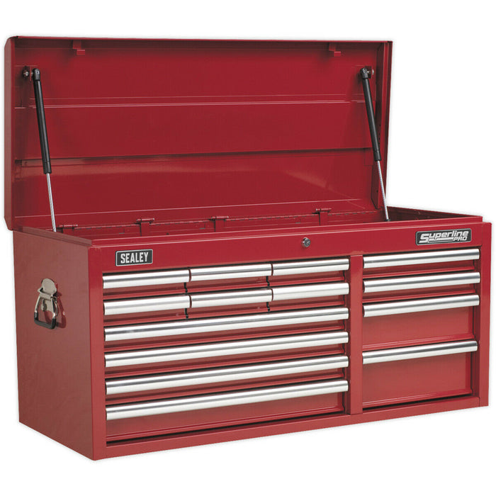 1025 x 435 x 490mm RED 14 Drawer Topchest Tool Chest Lockable Storage Cabinet Loops