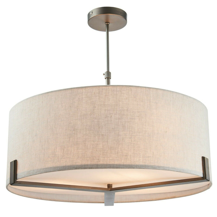 Ceiling Pendant Light Brushed Bronze Plate & Natural Linen 3 x 40W E27 Loops