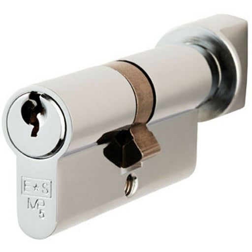 70mm EURO Cylinder & Thumbrturn Lock Keyed to Differ 5 Pin Polished Chrome Loops