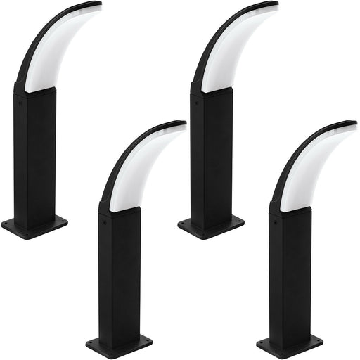 4 PACK IP44 Outdoor Pedestal Light Black Aluminium 11W LED Wall Post Lamp Loops