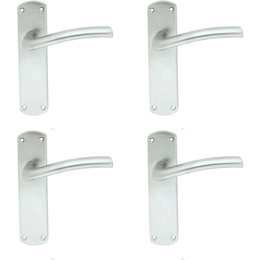 4x PAIR Rounded Curved Bar Handle on Latch Backplate 170 x 42mm Satin Chrome Loops
