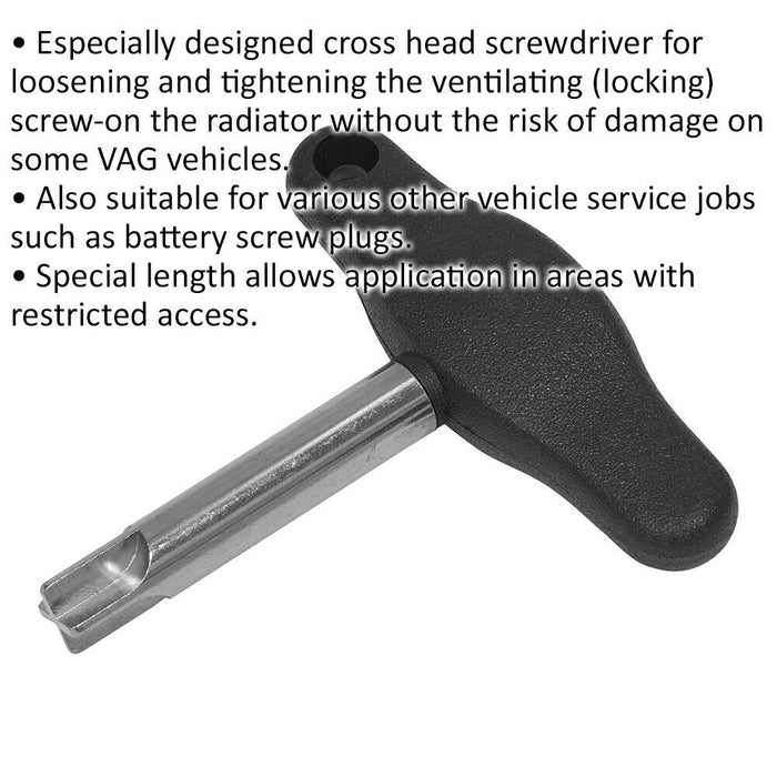 1.3mm T-Handle Vehicle Service Screwdriver - Radiator Ventilation Screw Tool Loops