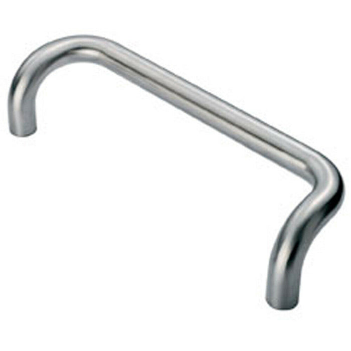 Cranked Pull Handle 325 x 25mm 300mm Fixing Centres Satin Stainless Steel Loops