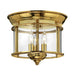 3 Bulb Flush Light Low Ceiling Highly Polished Brass Finish LED E14 40W Bulb Loops