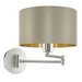 Wall Light Satin Nickel Moveable Stem Shade Taupe Gold Fabric Bulb E27 1x60W Loops
