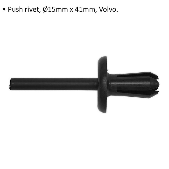 20 PACK Black Push Rivet Trim Clip - 15mm x 41mm - Suitable for Volvo Vehicles Loops