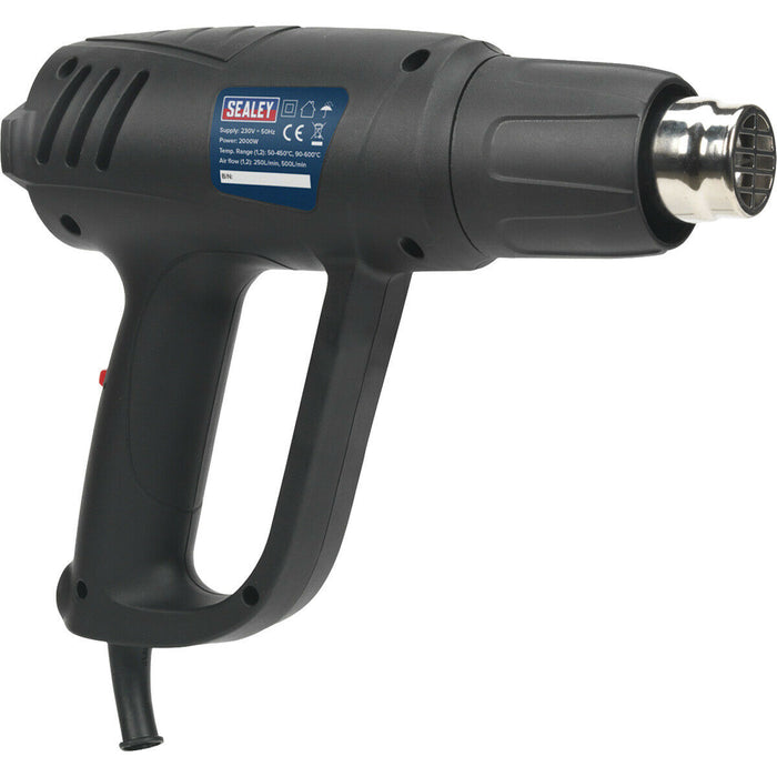 2000W Hot Air Gun Kit - Variable Temperature - Four Nozzles & Scraper - Case Loops