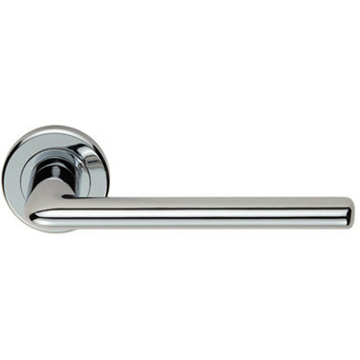 PAIR Slimline Straight Bar Lever on Round Rose Concealed Fix Polished Chrome Loops