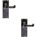 2x PAIR Forged Curved Lever Handle on Latch Backplate 155 x 54mm Black Antique Loops