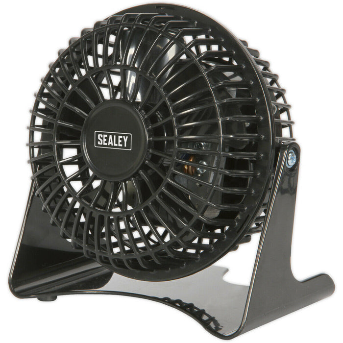 4 Inch Mini Composite Desk Fan - Single Speed Personal Cooler - 3-Pin UK Plug Loops