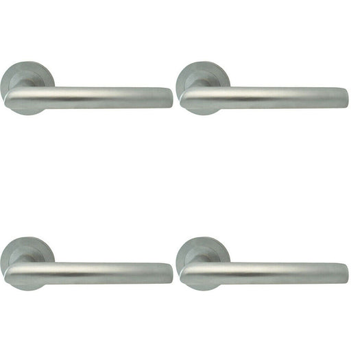 4x PAIR Straight Mitred Bar Handle on Round Rose Concealed Fix Satin Chrome Loops