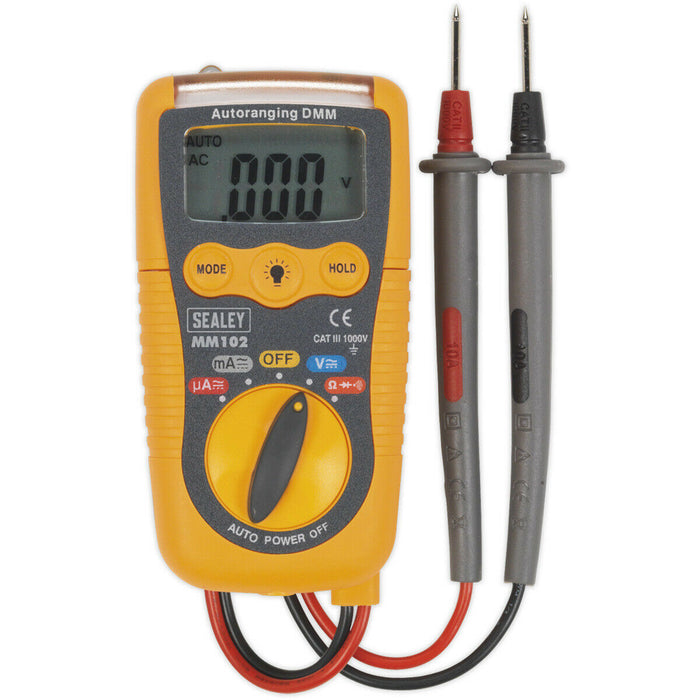 Lightweight Auto-Ranging Digital Multimeter - LCD Display - Plastic Housing Loops