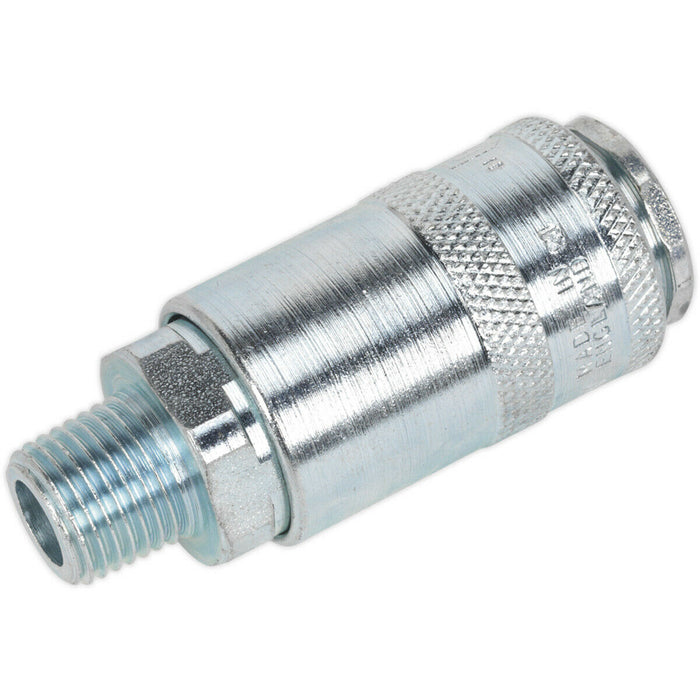 50 PACK 1/4 Inch BSPT Coupling Body - Male Thread - 100 psi Free Airflow Rate Loops