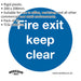 10x FIRE EXIT KEEP CLEAR Health & Safety Sign Rigid Plastic 200 x 200mm Warning Loops