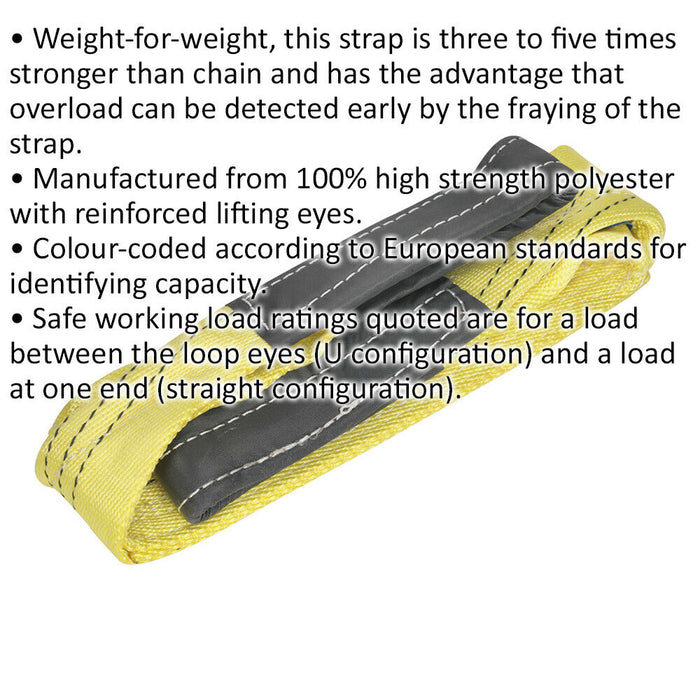 1 Metre Load Sling - 3 Tonne Capacity - High Strength Polyester - Lifting Strap Loops