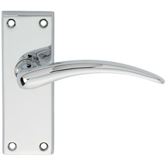 PAIR Slim Arched Door Handle on Latch Backplate 150 x 43mm Polished Chrome Loops