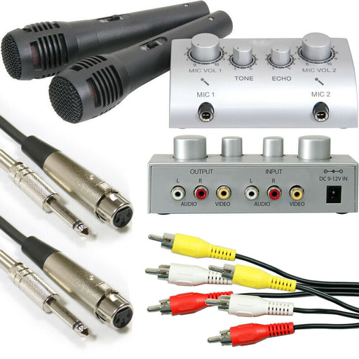 Plug & Play TV Karaoke Mixer & 2x Microphones Portable CD/DVD Mini Party Kit Loops