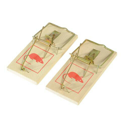 2 Pack Rodent Mouse Traps Classic Treadle Wooden Design Pest Control Catcher Loops