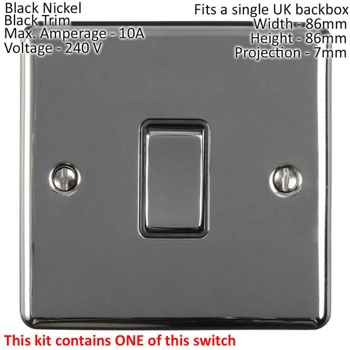 Light Switch Pack - 1x Intermediate & 2x Single - BLACK NICKEL / Black 2 Way 10A Loops