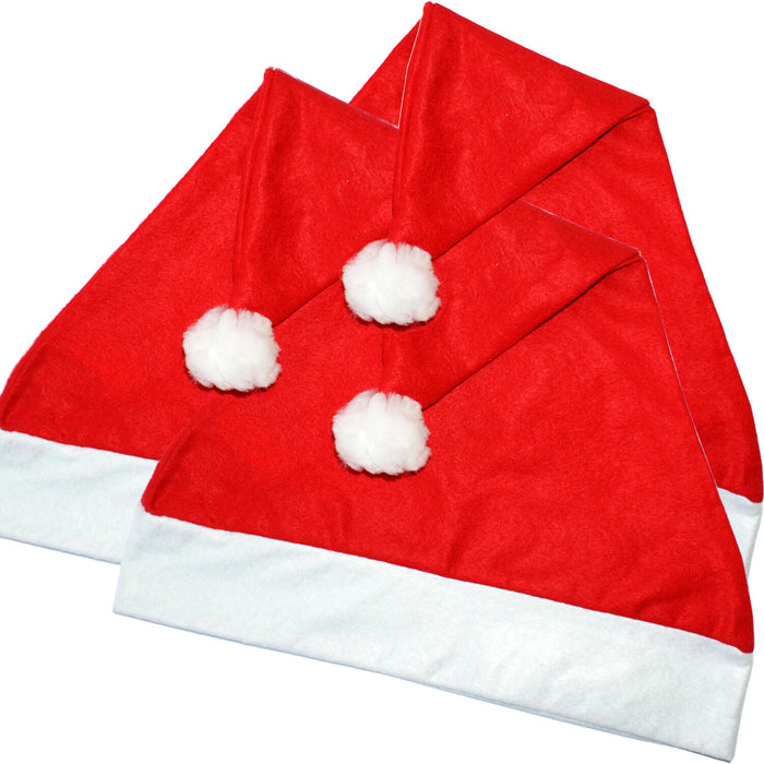 3x Red Classic Novelty Christmas Xmas Hat Fancy Dress Secret Santa Gift Present Loops