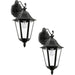 2 PACK IP44 Outdoor Wall Light Black & Silver Patina Lantern 1x 60W E27 Loops