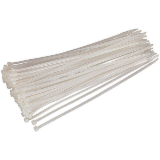 100 PACK White Cable Ties - 300 x 4.4mm - Nylon 66 Material - Heat Resistant Loops