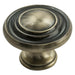 Round Ringed Pattern Door Knob 32mm Diameter Antique Burnished Brass Handle Loops