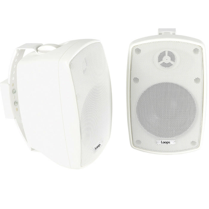 2x 4" 60W White Outdoor Rated Speakers 8 OHM Weatherproof Wall Mounted HiFi