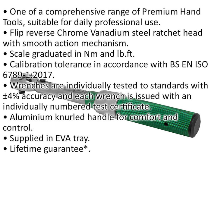 Micrometer Style Torque Wrench - 1/4" Sq Drive - Calibrated - 5 to 25 Nm Range Loops