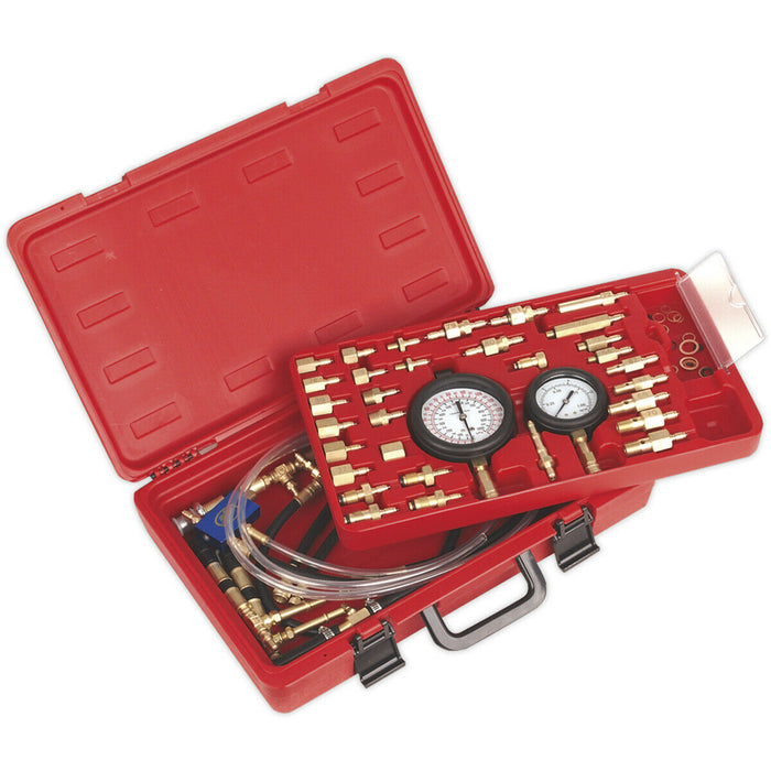 Fuel Injection Pressure Test Kit - High & Low Pressure Gauge - Release Valve Loops