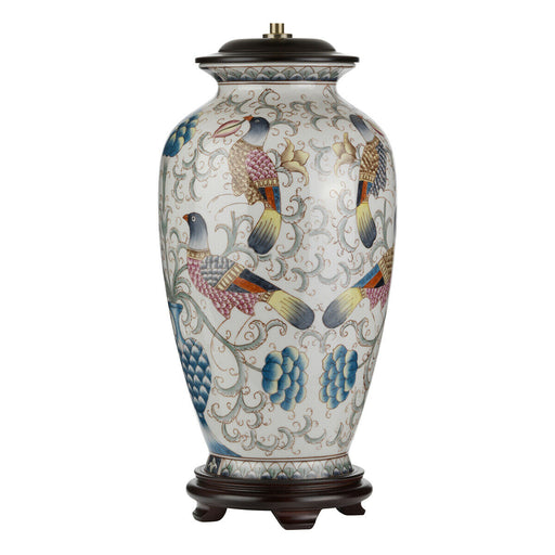 Table Lamp Hand Painted Oriental Colourful Birds LED E27 60W Bulb Loops