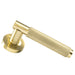 PAIR Knurled Grip Round Bar Handle on Round Rose Concealed Fix Satin Brass Loops