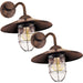 2 PACK IP44 Outdoor Wall Light Antique Copper Shade Fisherman Lamp 60W E27 Loops