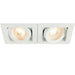 Double Twin Square Adjustable Head Ceiling Spotlight White GU10 Box Downlight Loops