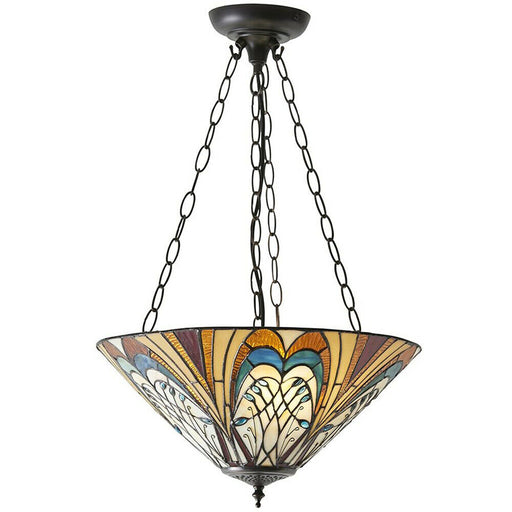 Tiffany Glass Hanging Ceiling Pendant Light Bronze Inverted Lamp Shade i00122 Loops