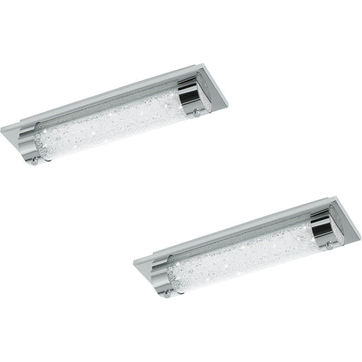 2 PACK Wall Flush Ceiling Light Colour Chrome Shade Clear Plastic Crystal LED 8W Loops