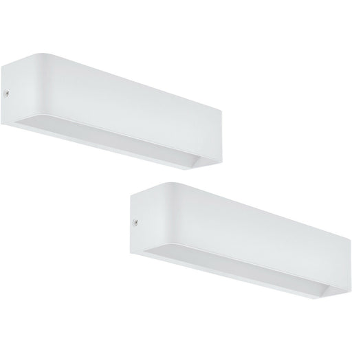 2 PACK Wall Light Colour White Oblong Box Shape Snug Fitting LED 12W Included Loops