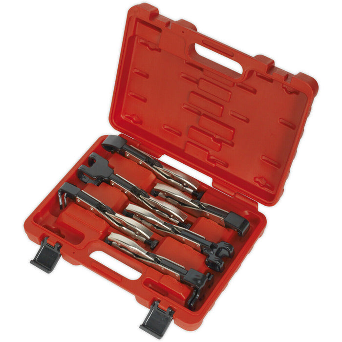 6 Piece Axial Locking Grip Pliers Set - Liner Jaw Action - Thumb Release - Case Loops