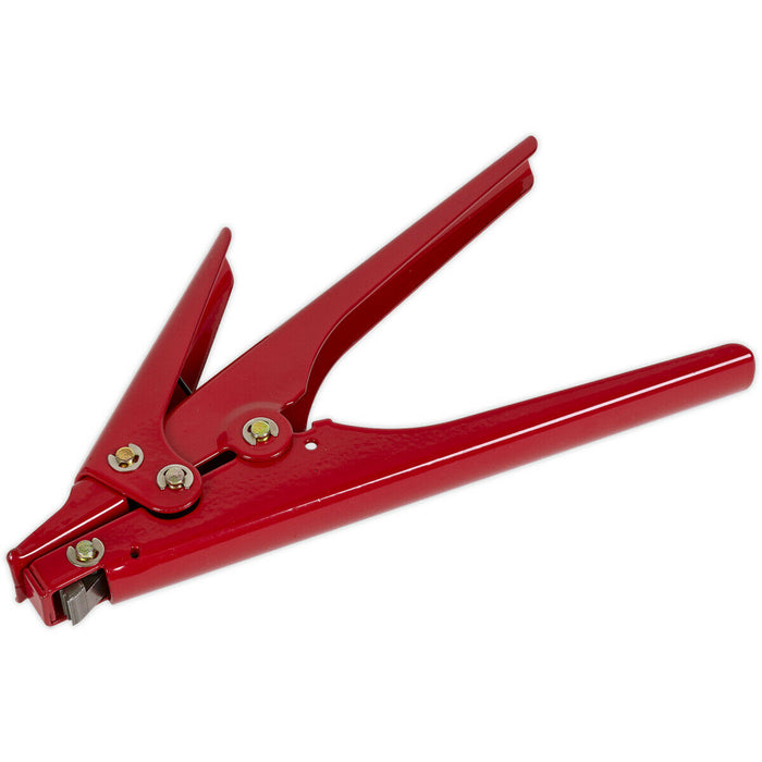 Cable Tie Fastening Tool - Spring Loaded Handle - Built-In Cutter - Zip Ties Loops