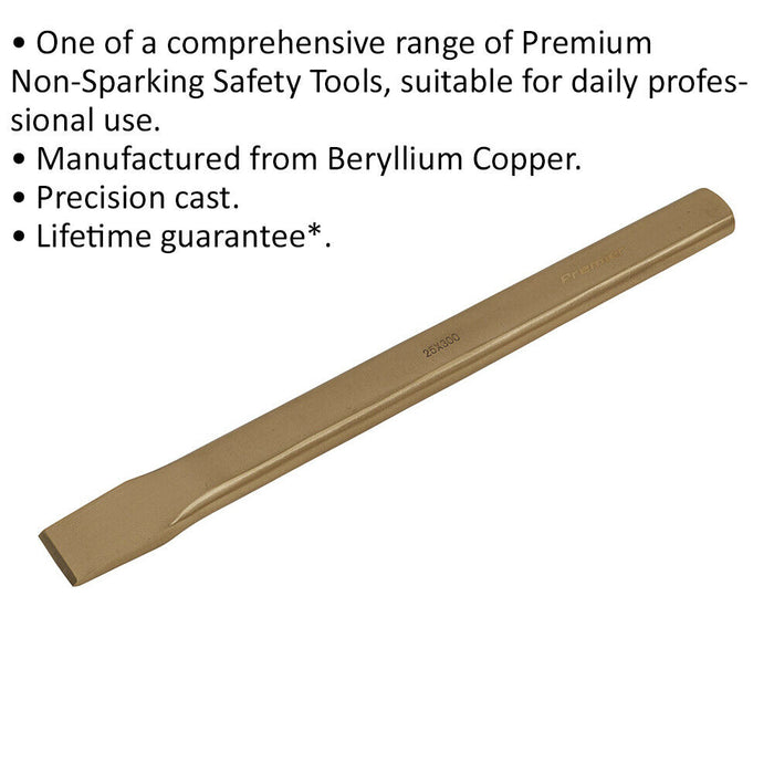 Non Sparking Flat Chisel - 25mm x 300mm - Precision Cast - Beryllium Copper Loops