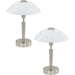 2 PACK Table Lamp Colour Satin Nickel Shade White With Decor Satin Glass E14 60W Loops