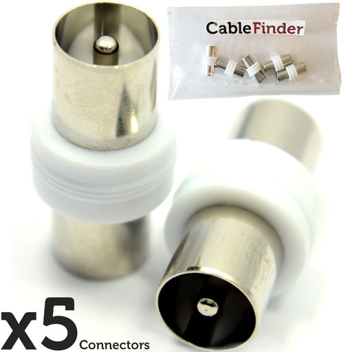 5x TV Aerial Cable Coupler Adapters Male to Plug Joiner RF Coaxial Coax Barrel Loops
