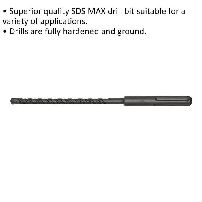 13 x 340mm SDS Max Drill Bit - Fully Hardened & Ground - Masonry Drilling Loops