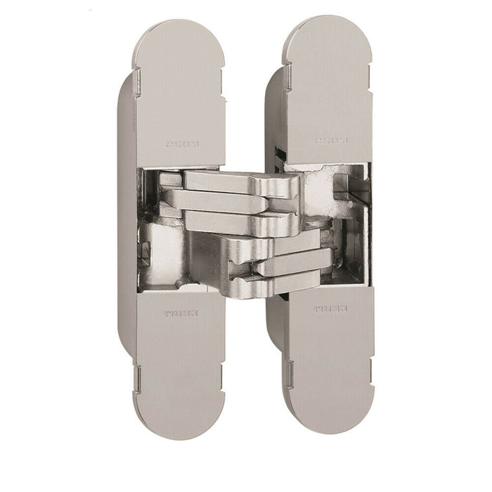 2x 100 x 22mm Adjustable Medium Duty Concealed Hinge Bright Nickel Internal Door Loops