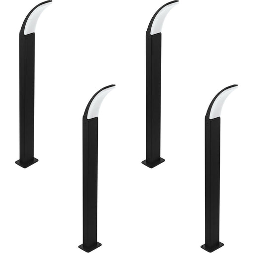 4 PACK IP44 Outdoor Bollard Light Black Aluminium 11W LED Lamp Post Loops