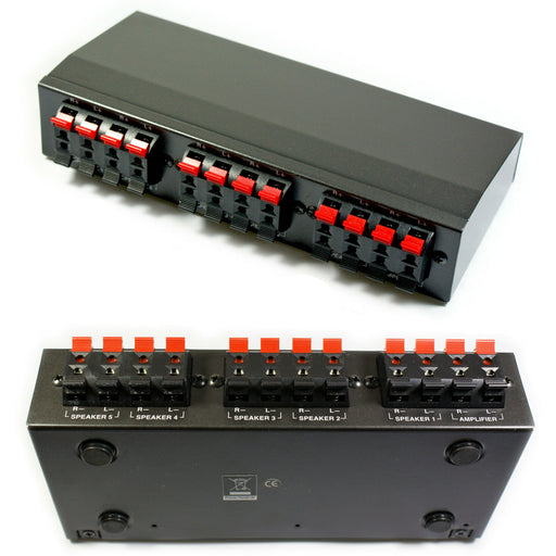 5 Port Zone Stereo Speaker Selector Splitter Switch 100W Audio Distribution Box